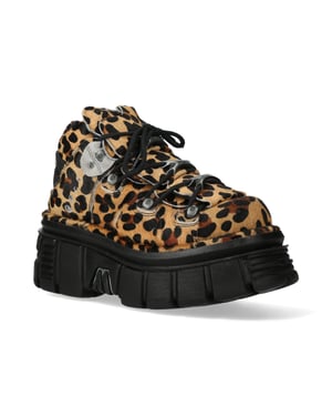 New Rock M-106-C192 Gothic-Stiefeletten aus Leder in Leoparden-Braun