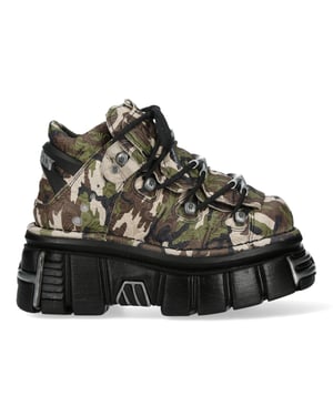 New Rock M-106-C169 Gothic Stiefeletten aus Camouflage-Leder mit Metallic-Effekt