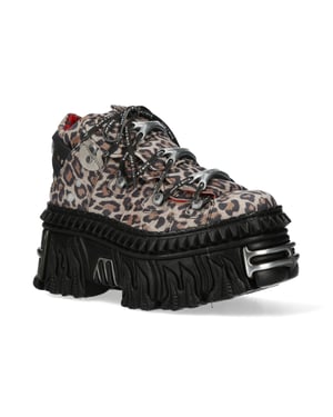 New Rock M-106WALL-C56 Plateau-Stiefeletten aus Leder mit Leopardenmuster - Leopardenmuster