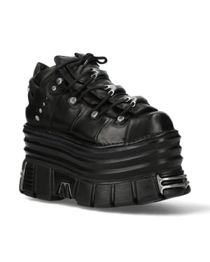New Rock M-106-C181 Schwarze Gothic Punk-Stiefeletten mit klobiger Plateausohle