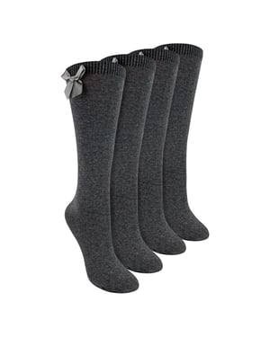 Mädchen 4er-Pack Kniestrümpfe mit Schleifenbändern | Einfache lange Socken für Kinder