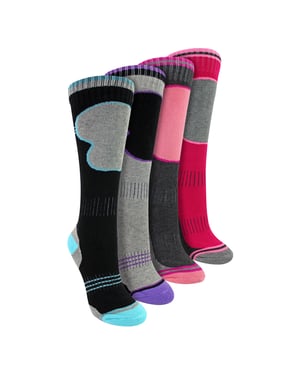 4er-Pack Mädchen Skisocken | Thermo-Winter-Socken mit Polsterung für Kinder