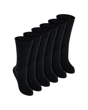 Sock Snob 6er-Pack Kinder-Socken aus 100% Baumwolle, atmungsaktiv - Schwarz