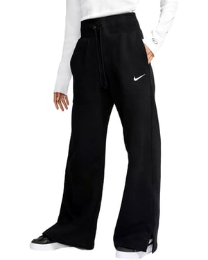 Nike Phoenix Fleece-Jogginghose für Damen mit weitem Bein in Schwarz