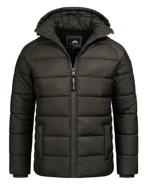 Arctic Seven Herren Steppjacke wind- und wasserabweisende Winterjacke mit  Kapuze Dunkelgrau