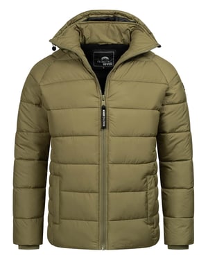 Arctic Seven Herren Steppjacke wind- und wasserabweisende Winterjacke mit  Kapuze Olive