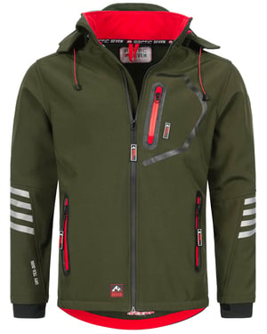 Arctic Seven Herren Softshell Jacke Übergangsjacke – Olive-Rot