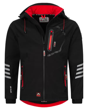 Arctic Seven Herren Softshell Jacke Übergangsjacke – Schwarz-Rot