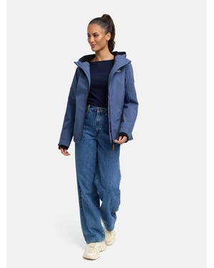 Marikoo Damen Übergangsjacke leichte wind- und wasserabweisende Jacke mit Kapuze Dusty Blue