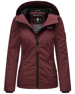 Marikoo Damen Übergangsjacke leichte wind- und wasserabweisende Jacke mit Kapuze Weinrot
