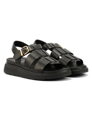 FitFlop GEN-FF Fisherman Damen Sandalen Aus Schwarzem Leder