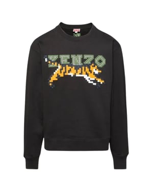 Kenzo Paris Digital Tiger Design Schwarzes Sweatshirt
