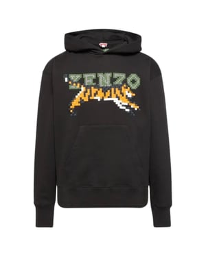 Kenzo Paris Kapuzenpullover mit Digital-Tiger-Motiv - Schwarz