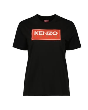 Schwarzes T-Shirt mit Blocklogo von Kenzo Paris