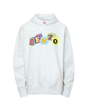 Kenzo Coloured Block Logo Grauer Kapuzenpullover