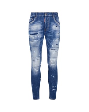 Dsquared2 Super Twinky Jean Faded verstärkte zerrissene blaue Jeans