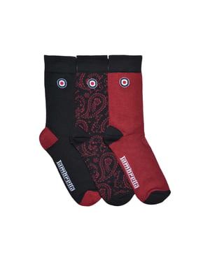 Lambretta - Socken für Herren(3er-Pack) (Schwarz/Burgunderrot)