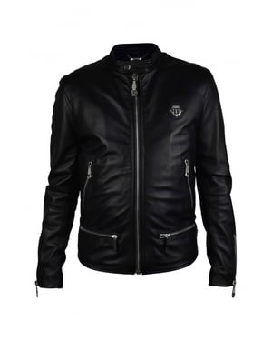 Philipp Plein Biker Jacke Schwarz