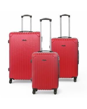 Hartschalen-Reisekoffer aus rotem ABS mit 8 Rädern
