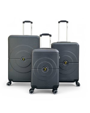 Robuster ABS-Hartschalenkoffer in Schwarz mit 8 Rollen, Reisegepäck