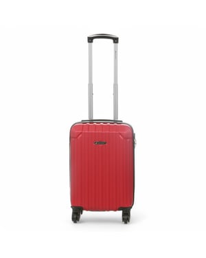 Hartschalen-Handgepäckkoffer aus rotem ABS mit 8 Rädern, unter dem Sitz verstaubar