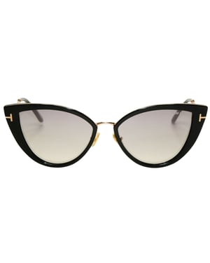Tom Ford Anjelica-02 Smoke Mirror Lens Shiny Black Sonnenbrille