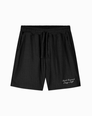 Schwarze Bananen Terry Lounge-Shorts, Schwarz