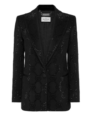Wool Boxy Blazer Strass Monogram