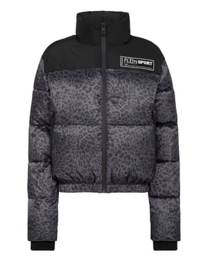 Plein Sport Daunenjacke mit Leopardenprint - Schwarz