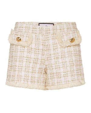 Philipp Plein Tweed Hot Pants - Weiß/Gold