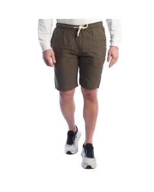 Herren Leinen-Bermudashorts mit Kordelzug HS24MBE09