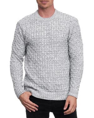 Schwerer Kontrast Grobstrick Rundhals-Pullover