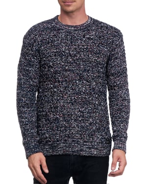 Schwerer Kontrast Grobstrick Rundhals-Pullover