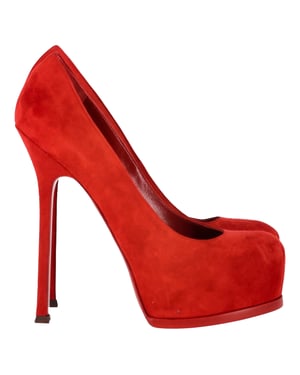 Saint Laurent Tribtoo Pumps aus rotem Wildleder