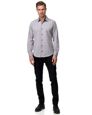 Rusty Neal Businesshemd Slim Fit aus Premium Cotton-Stretch - Grau