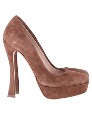 Miu Miu Plattform-Pumps aus braunem Wildleder