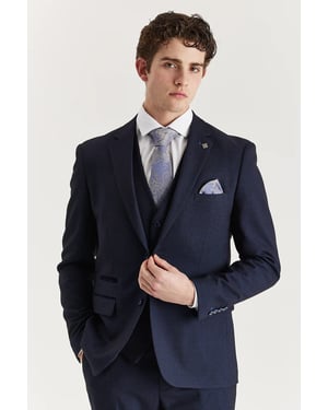 Marineblauer Anzugsblazer mit Prince-of-Wales-Muster für Herren