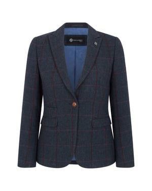 Marineblauer, taillierter Tweed-Blazer für Damen