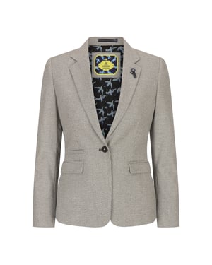 Damen Beiger Tweed Blazer in taillierter Passform aus Wollmischung