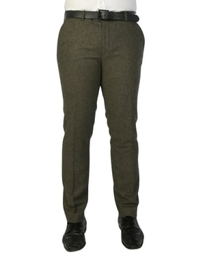 Olivgrüne Herrenhose aus Wollmischung und Tweed