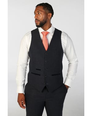 Marineblaue Weste aus Wollmischung und Tweed für Herren