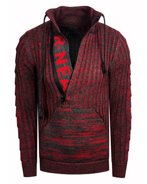1/2 Zip Grobstrick Stehkragen-Pullover