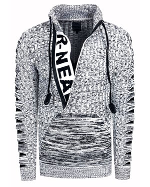 1/2 Zip Grobstrick Stehkragen-Pullover