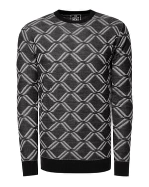 Feinstrick mit Karo-Muster Rundhals-Pullover