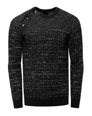 Side Button-Placket Rundhals-Pullover