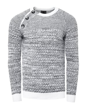 Side Button-Placket Rundhals-Pullover