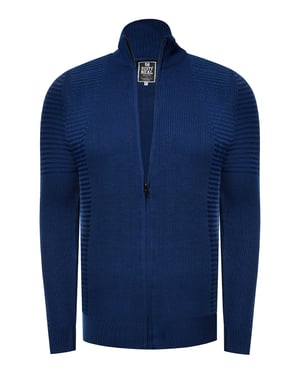 Feinstrick im Biker-Stile Slim Fit Strick-Jacke