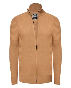 Feinstrick im Biker-Stile Slim Fit Strick-Jacke