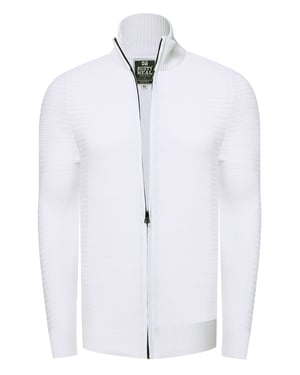 Feinstrick im Biker-Stile Slim Fit Strick-Jacke