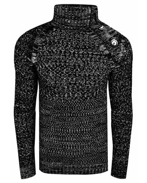Side Button-Placket Grobstrick Rollkragen-Pullover